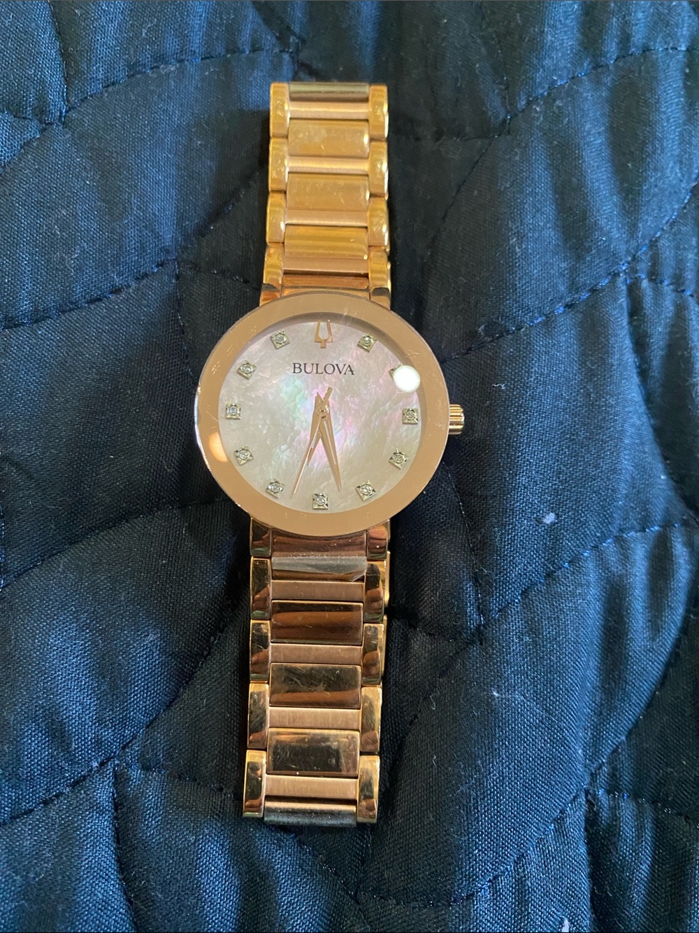 Bulova Rose Gold Tone Bracelet Watch with Mother-of-Pearl Dial